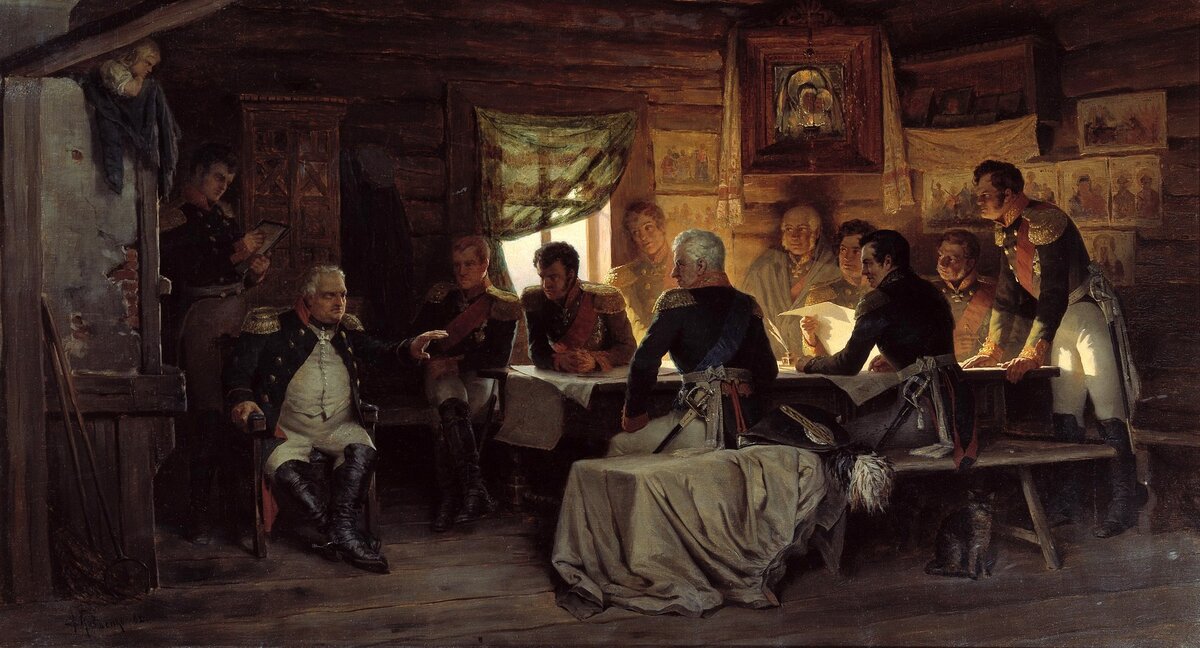 "Военный совет в Филях" . Худ.: Алексей Кившенко. 1880 год