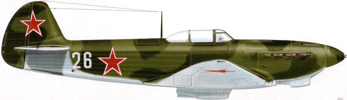 Як-7Б ПФ 1943 года с улучшенной аэродинамикой. Стремительный силуэт, каплевидный фонарь... от Як-9 отличить можно с трудом.