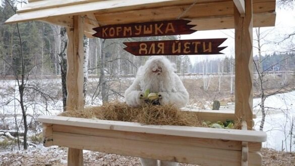 На реке реке Куказар в Челябинской области (Нязепетровский район) построили кормушку для снежного человека.