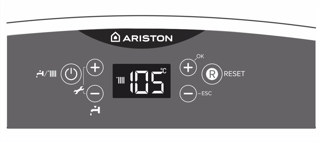 Ошибка 105 на панели управления газовым котлом Ariston