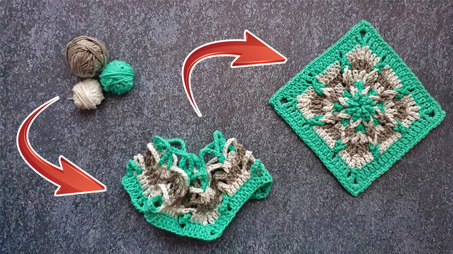 квадратный мотив крючком