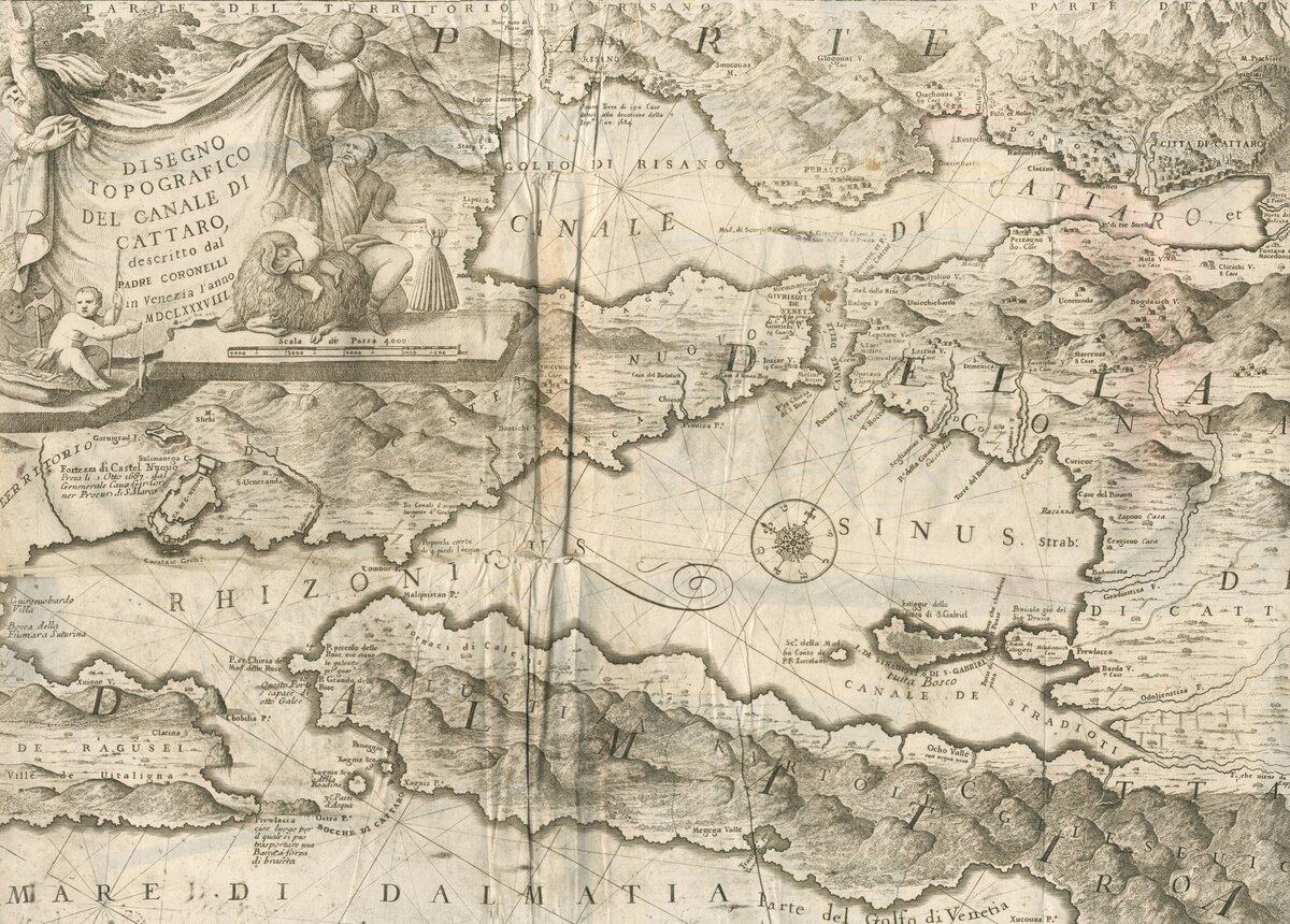 Disegno topografico del Canale di Cattaro descritto dal Padre Coronelli in Venezia. Карта опубликована в 1696 году.