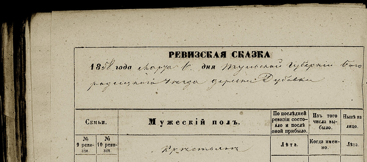 Ревизская сказка 1858 года.