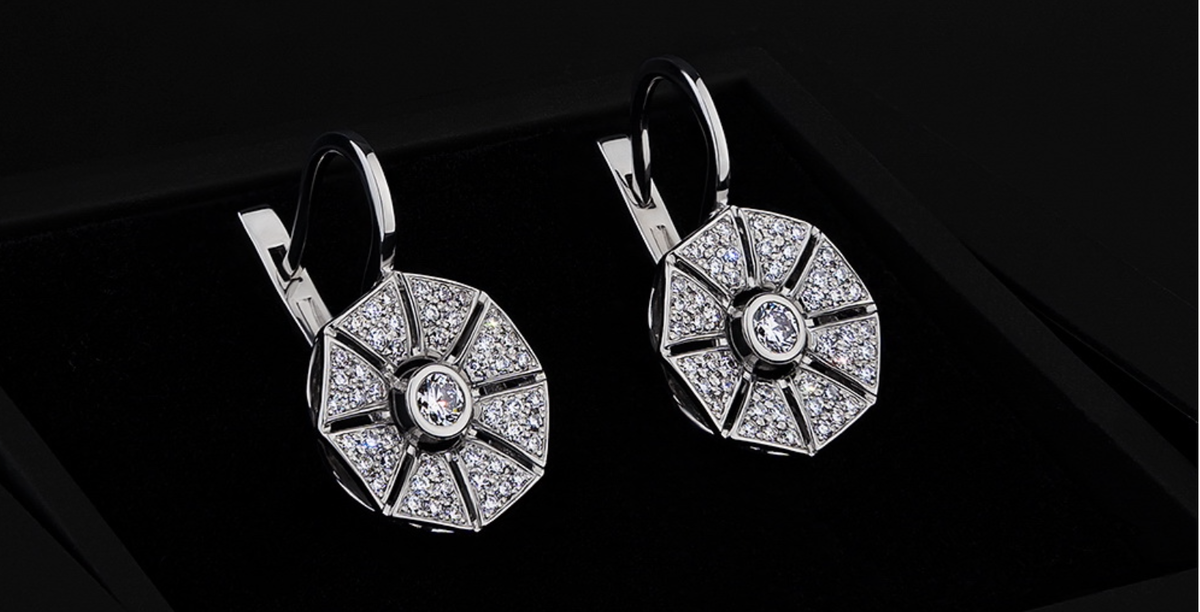 Серьги из платины с бриллиантами. Артикул: ПС-305-01