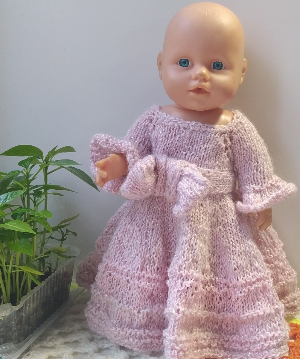 Вязание спицами | платье спицами | платье для куклы | работа автора Фото автора 