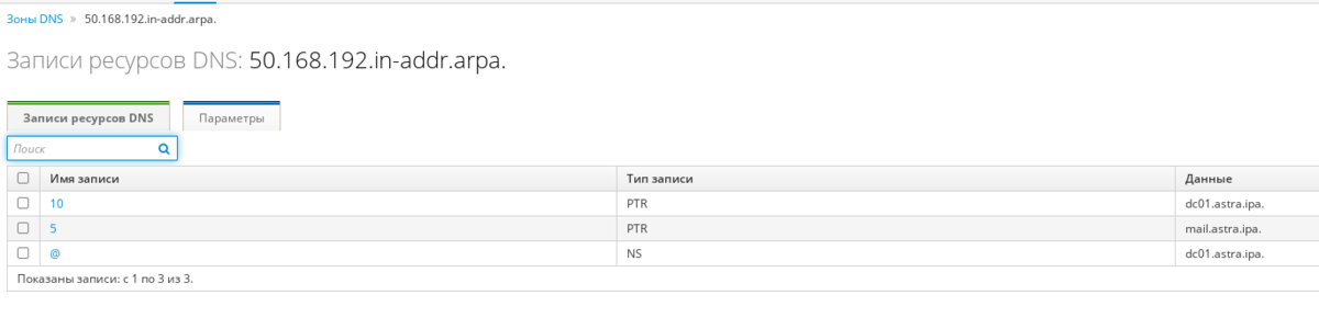 Пример DNS записей