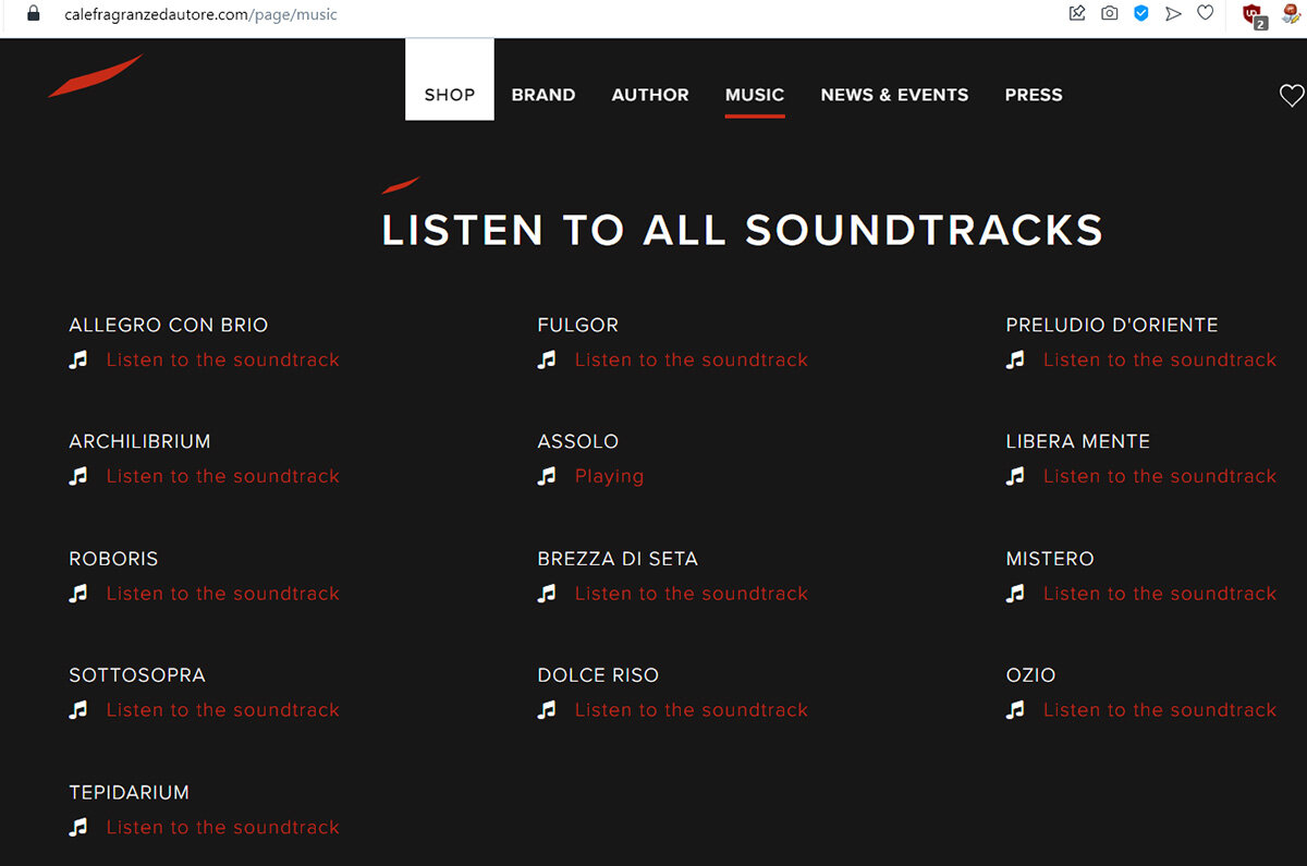 Музыкальные версии ароматов Cale Fragranze D'Autore