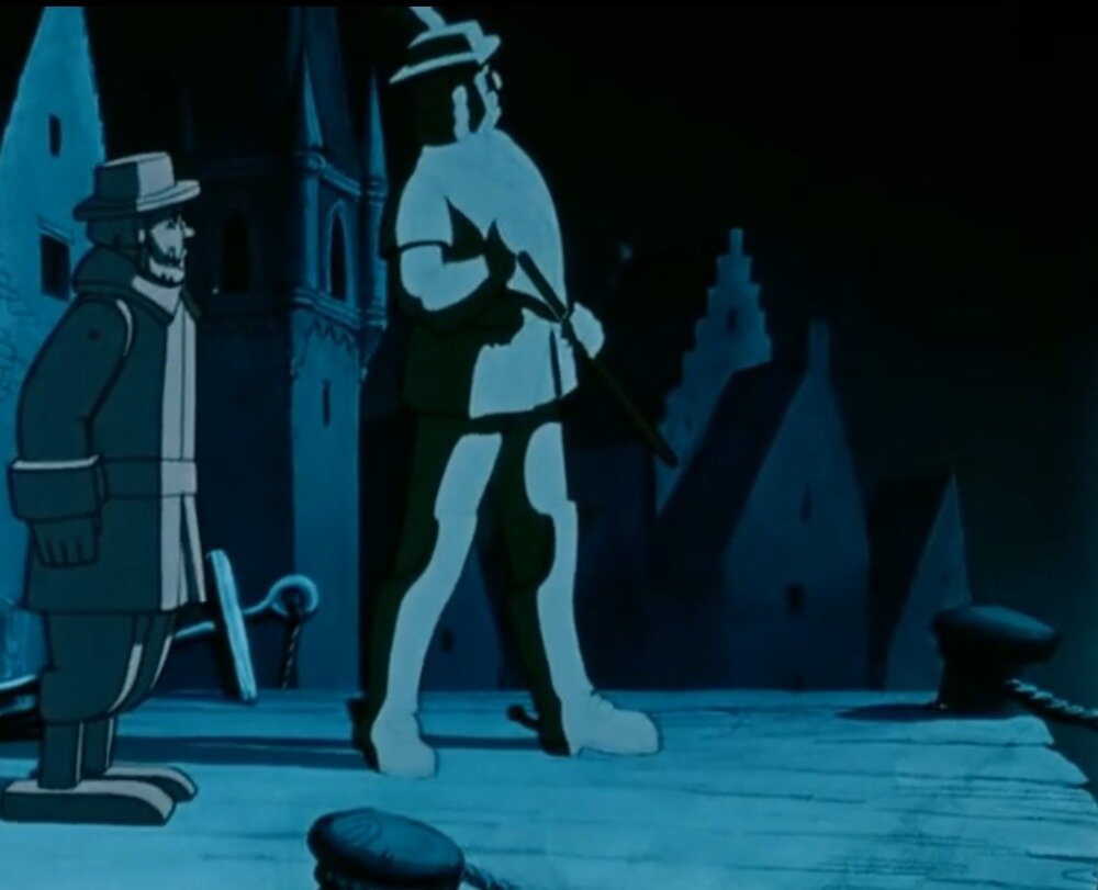 Бронзовый и деревянный. Кадр из мультфильма.