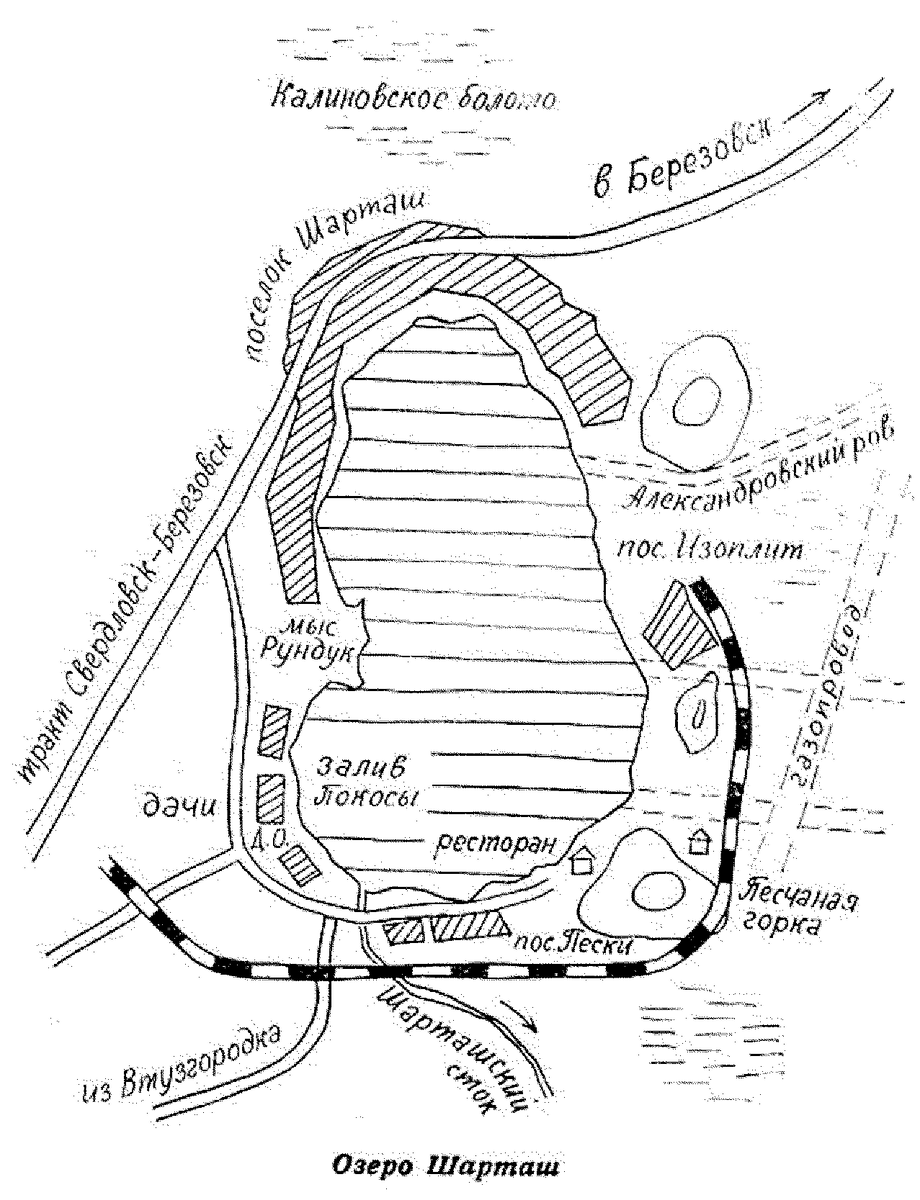 Схема озера Шарташ