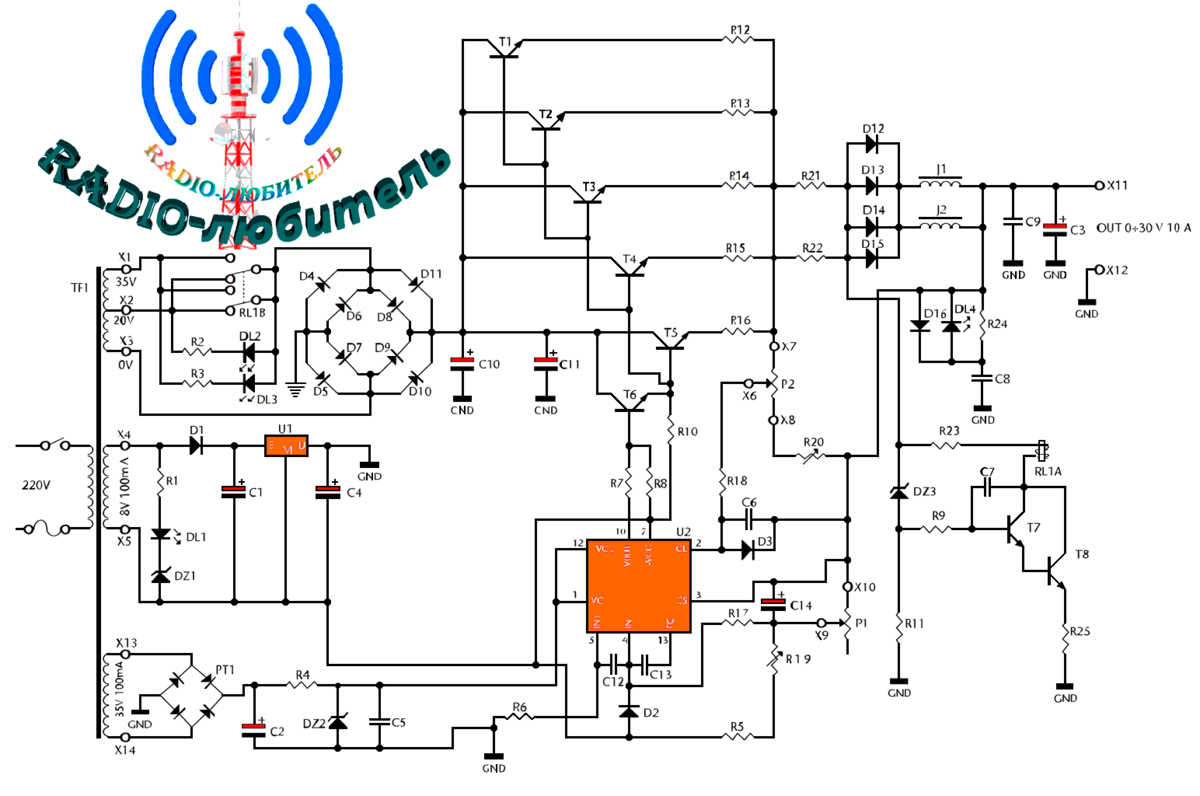 HY3010E, лабораторный блок питания импульсный 0-30В 10A