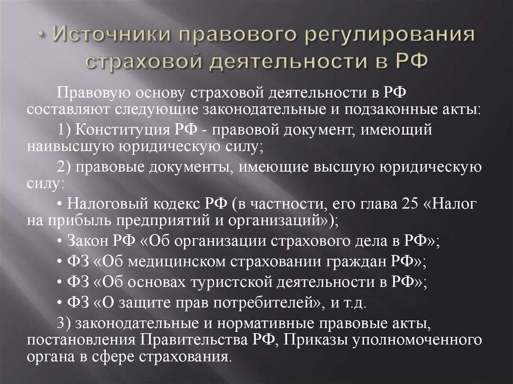 План конспект требования нормативных правовых актов к проведению обязательного личного страхования