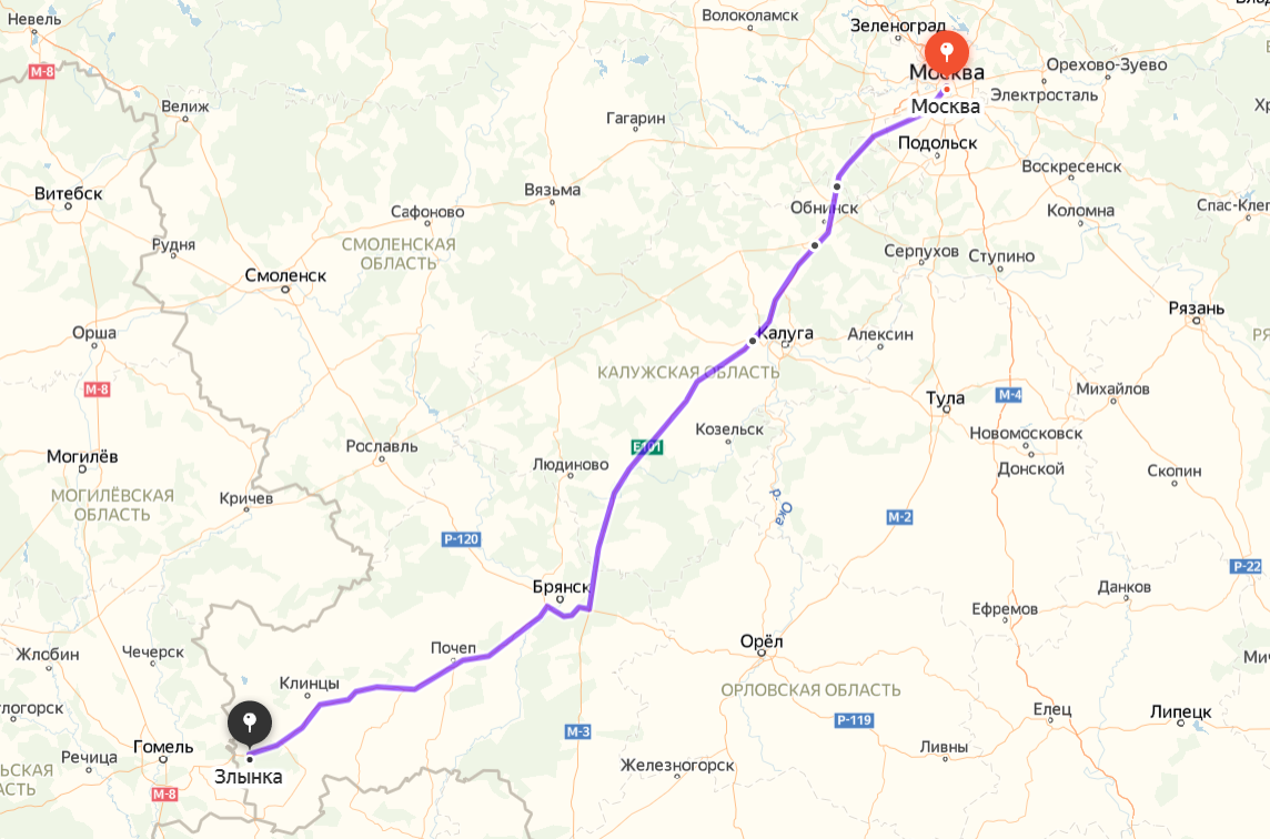 Злынка на карте