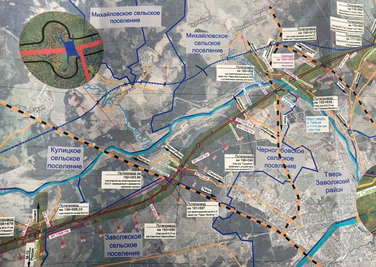 Схема северного обхода твери м11 на карте