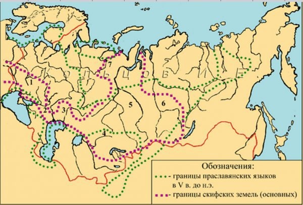 Границы Скифии в V в. до н. э.