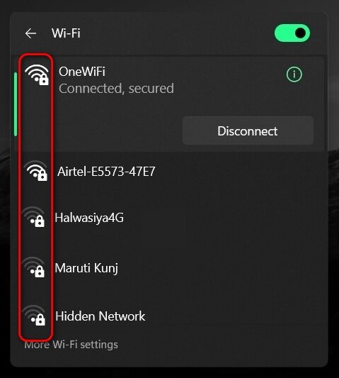 Проверить уровень сигнала wifi