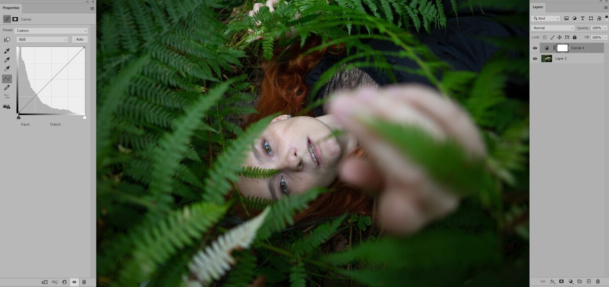 В данном случае нет смысла работать в правой части кривой, так как настолько ярких пикселей на фотографии нет. Основное воздействие следует оказывать на левую часть кривой, там, где тени / Иллюстрация автора