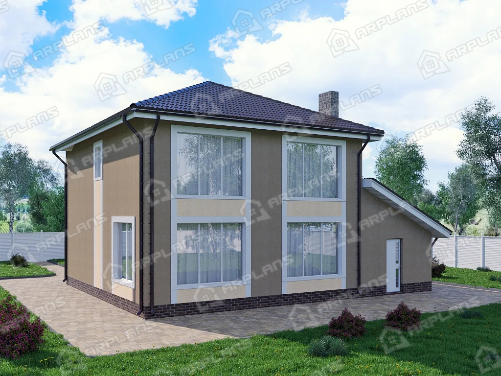 Дом 150 м2 из блоков с облицовкой штукатурка. | Arplans.ru - проекты домов  | Дзен