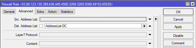Принцип построения цепочек правил фильтрации трафика В Mikrotik действует принцип - разрешено все что не запрещено.-17