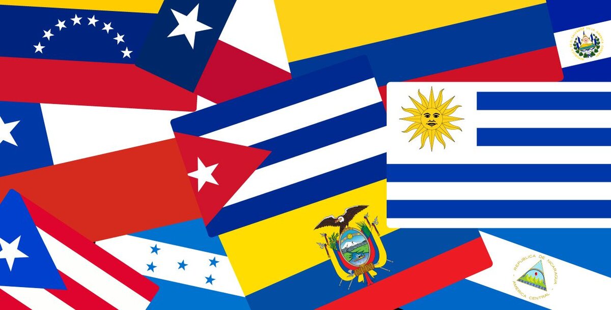 Испаноязычные страны америки. Флаги стран Латинской Америки. Латинская Америка флаги государств. Флаги латиноамериканских стран. Флаги стран центральной и Латинской Америки.