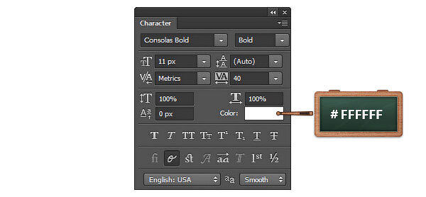 Horizontal Type Tool font.