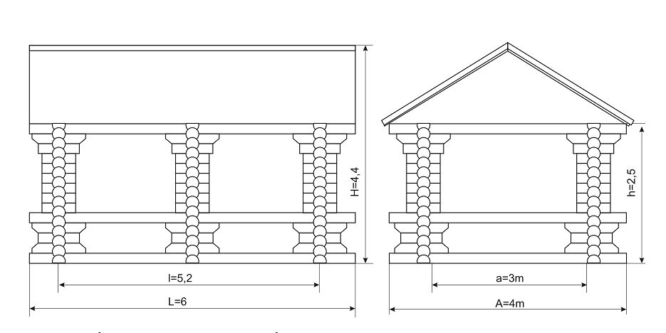 Чертеж прямоугольной беседки