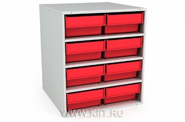 металлические кассетницы ДиКом с пластиковыми ящиками лотками