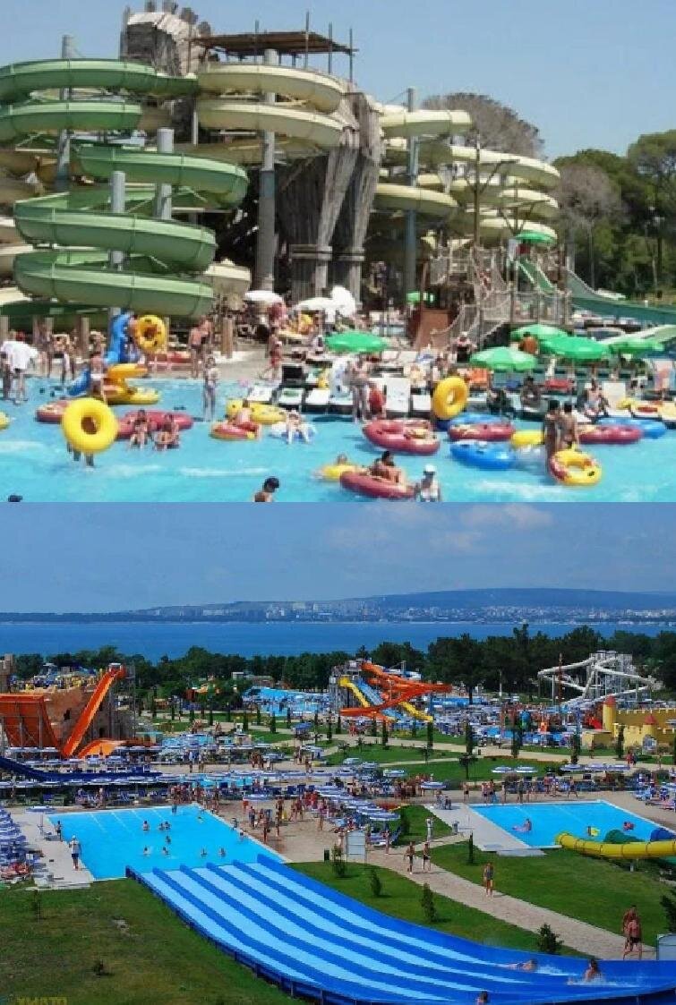 Аквапарк в Турции сверху в Геленджике снизу. 
