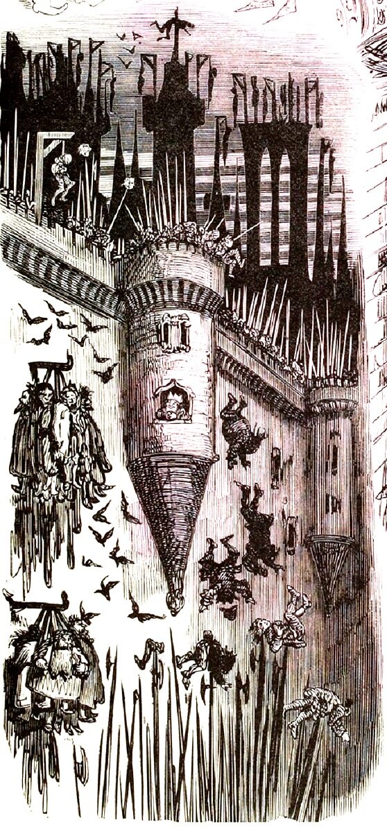 Из окошка в центре выглядывает довольный царь