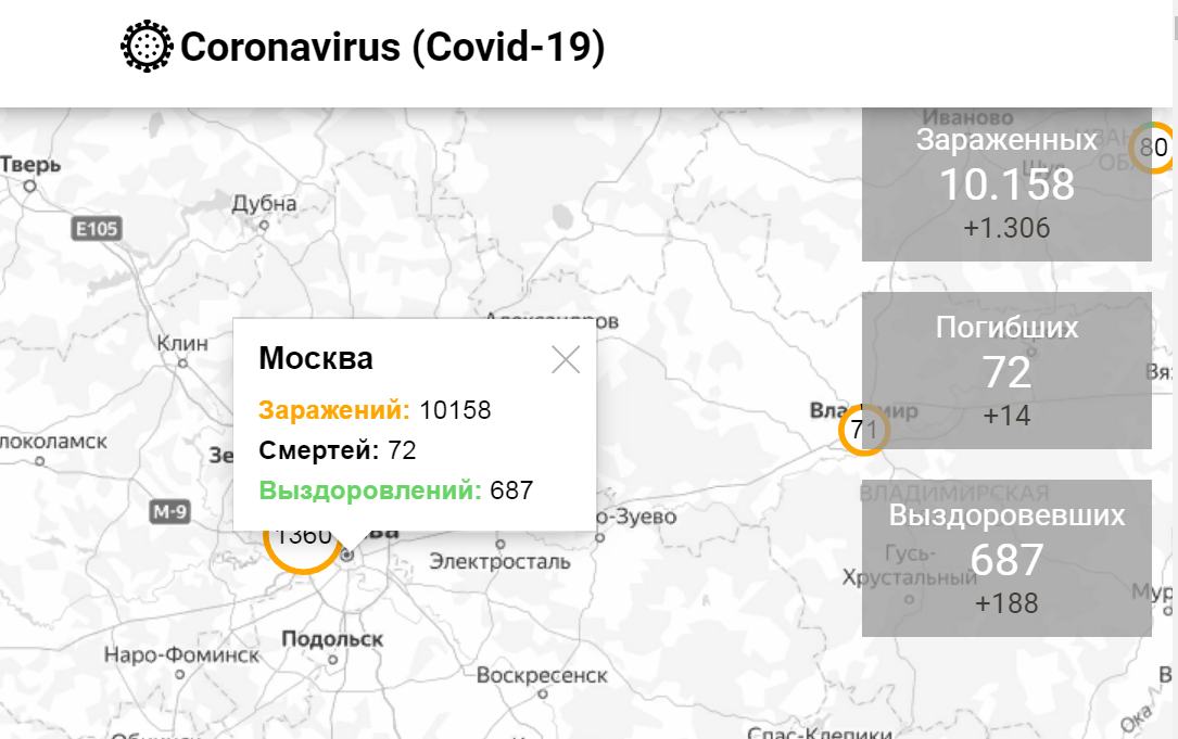Официальные данные по заражению коронавирусом на 12.04.2020г.