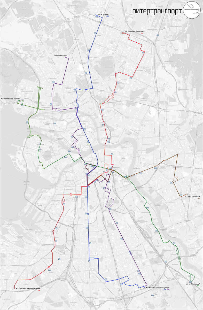 Схема общественного транспорта санкт петербурга на карте города