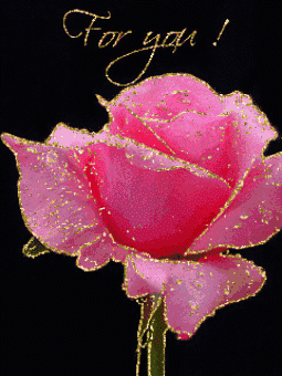 Анимированная роза. Открытка розовые розы. 