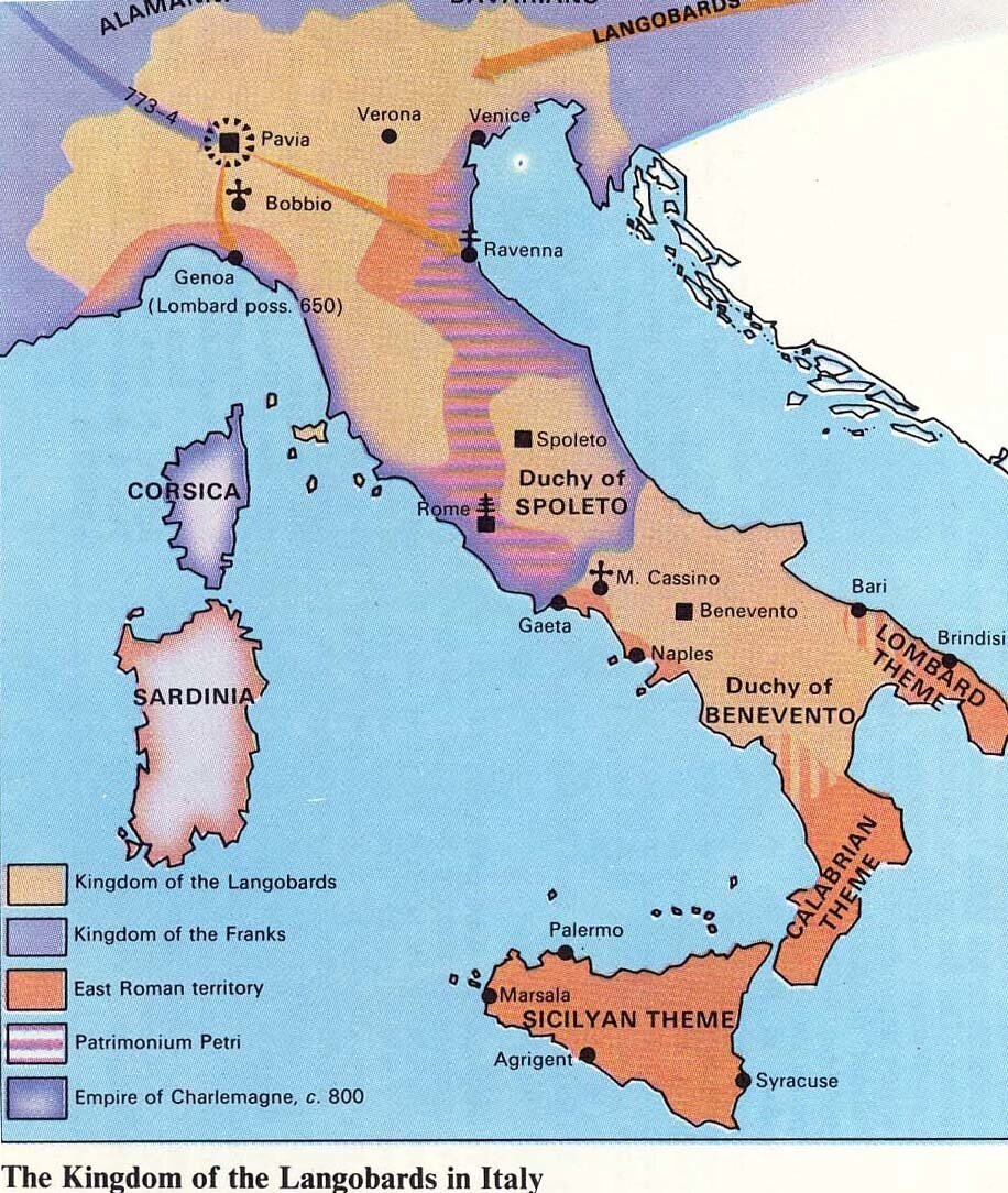 Лангобардское королевство карта