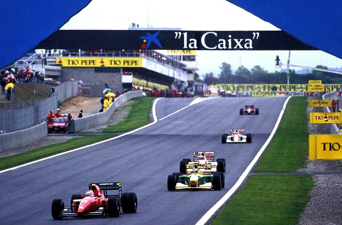 Жан Алези, Михаэль Шумахер, Айртон Сенна, Герхард Бергер и Иван Капелли. Мэнселл и Патрезе уже далеко впереди. Фото: Pinterest.com