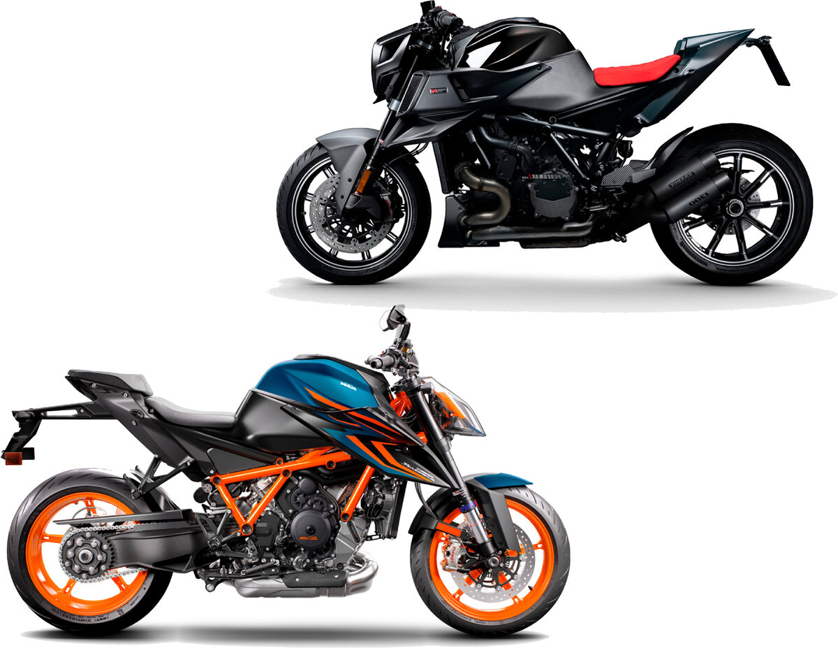 Классический вид КТМ 1290 SUPER DUKE R EVO и версия от тюнинг-ателье Brabus