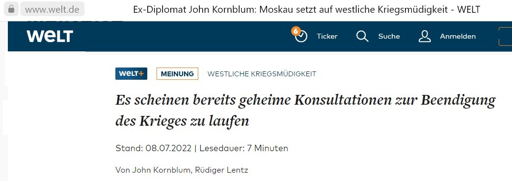 Заголовок статьи на сайте Die Welt