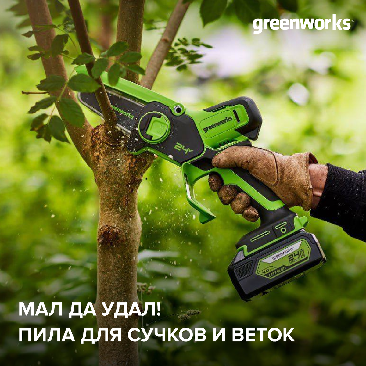 Цепная аккумуляторная мини-пила Greenworks G24MCS10 | Greenworks Россия |  Дзен