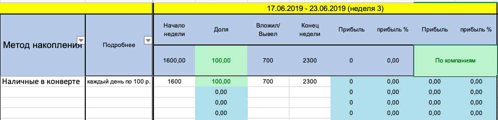 сумма в конце 3-й недели накоплений.