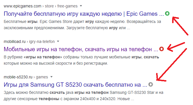 Справа от запросов появились кружки-индикаторы