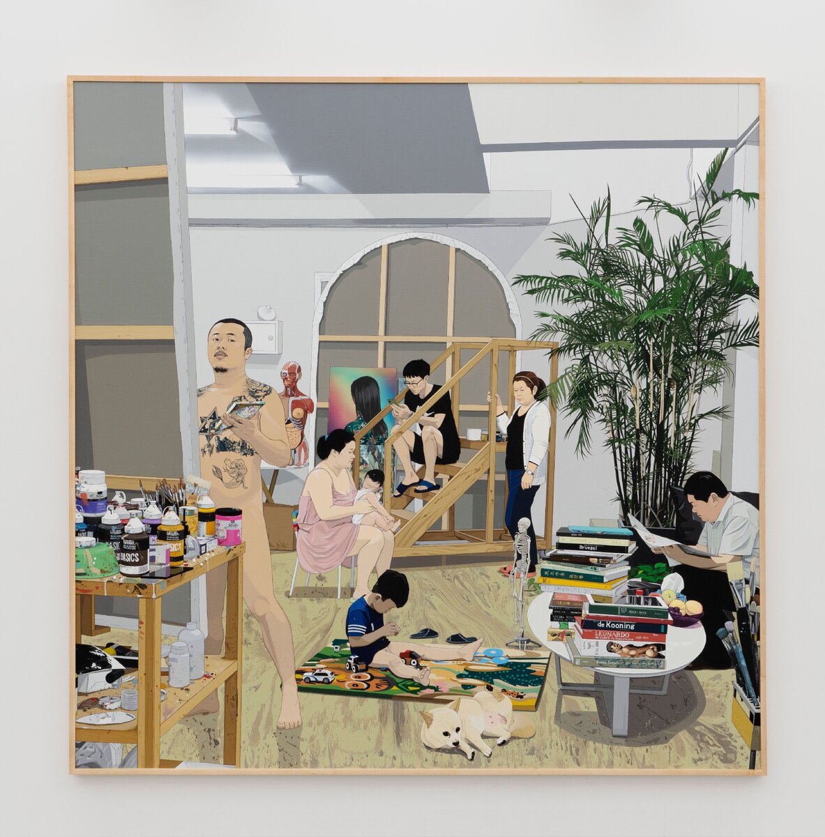 Painter and Family, 2018. Acrylic on linen, 290 x 290 cm. 