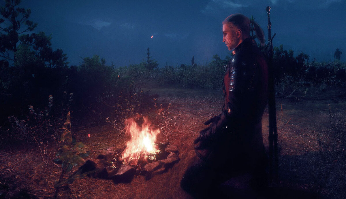 Ведьмак кровь и вино арт. Ведьмак 3 геральт медитирует. Ведьмак 3 у костра. Ведьмак медитирует. Ведьмак медитация.