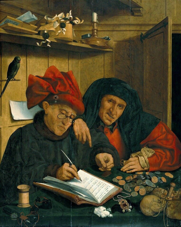 картина: Маринус ван Реймерсвале «Сборщики податей»