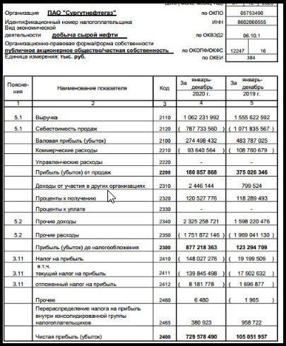 Отчёт Сургутнефтегаз