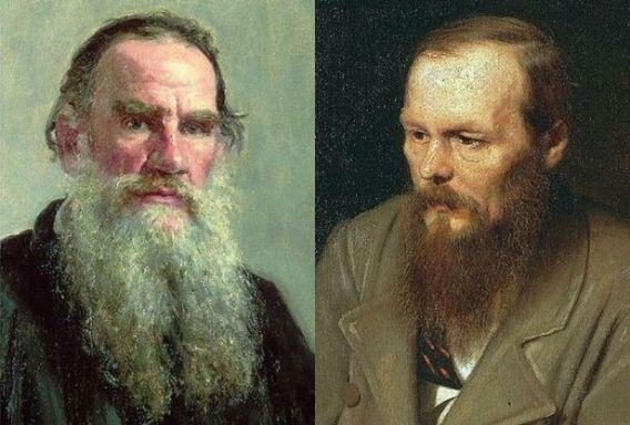 И.Репин "Л.Н. Толстой" и В.Перов "Ф.М. Достоевский"