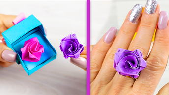 Как сделать красивое Кольцо с Розой? Бумажное колечко на пальчик. Идеи оригами поделок из бумаги 