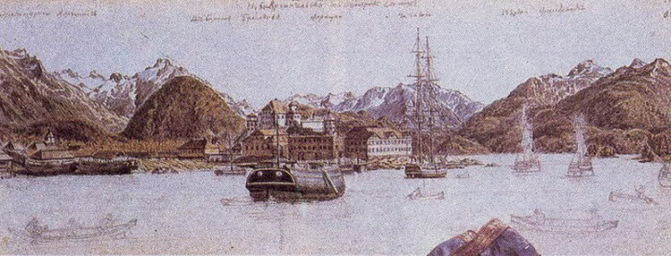 Ново-Архангельск на острове Ситка - столица русской Америки.