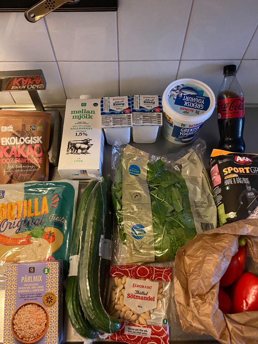 Продукты из сети магазинов Willys примерно на 500kr