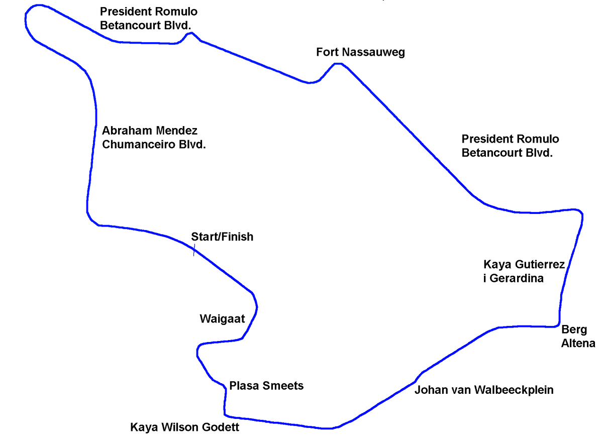 Конфигурация городской трассы для Гран-При Кюрасао 1985 года