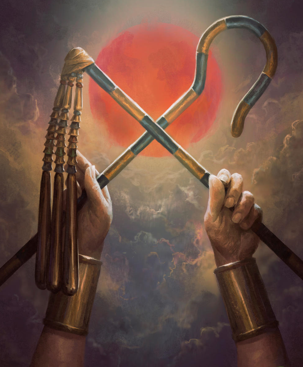 Символы власти фараона: цеп и крюк.