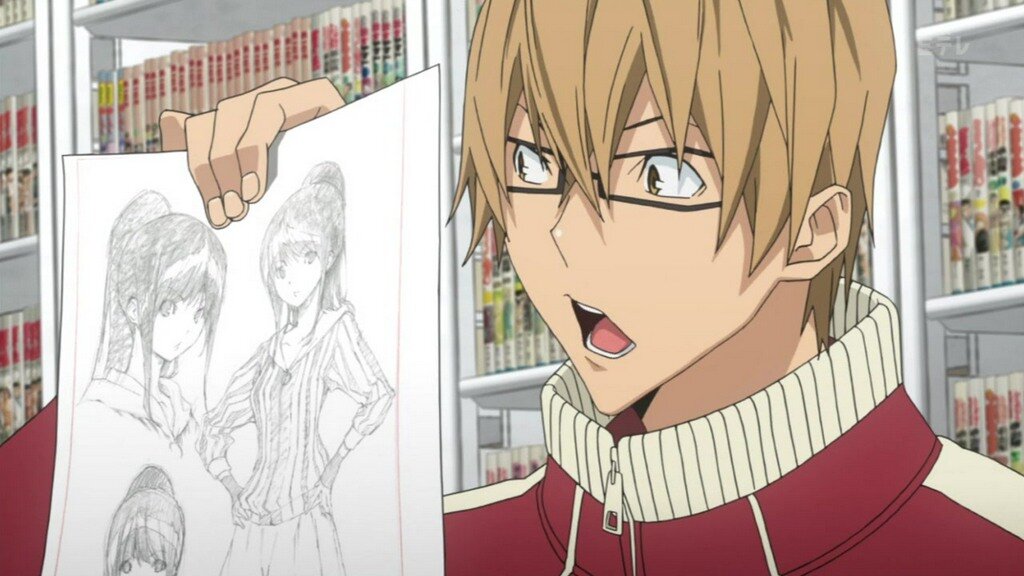 Кадр из аниме "Бакуман"