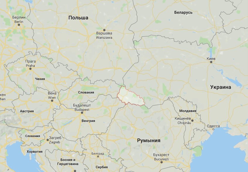 Закарпатская область (выделено красным)